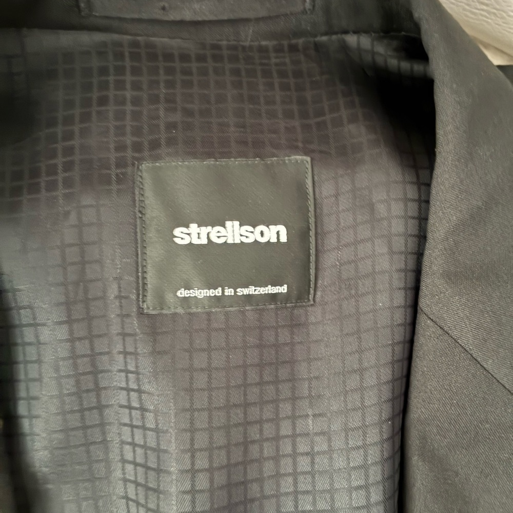 Strellson Black Men's Pea Coat with Subtle Check Lining